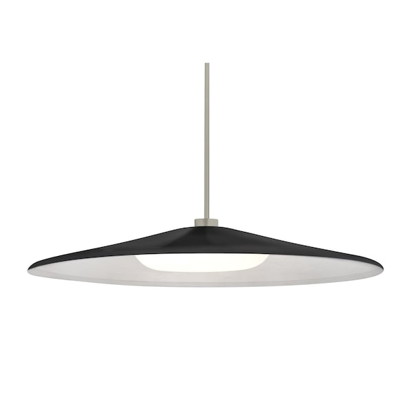 Besa Lighting Swan Stem Pendant, Black/Opal, Satin Nickel Finish, 1x23W LED 1TT-SWANBK-LED-SN - main